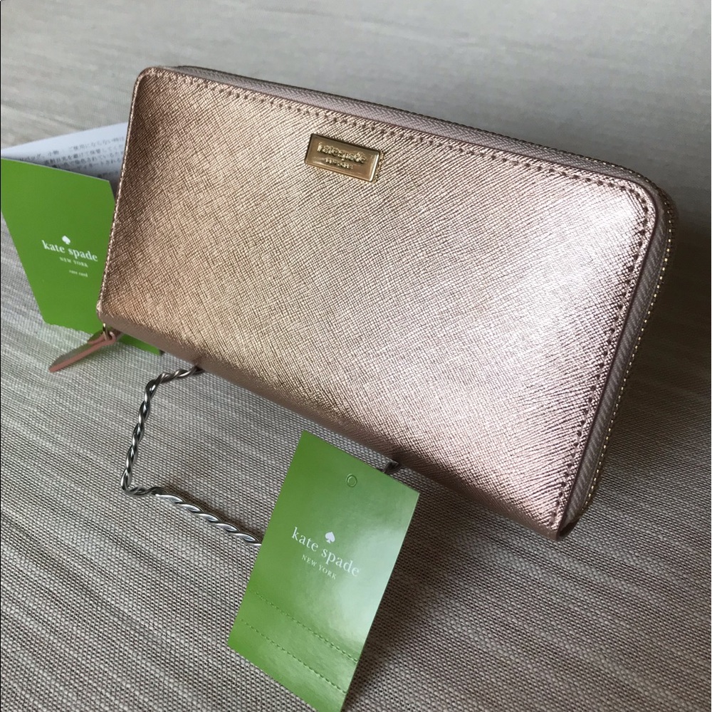 Kate Spade Neda Rose Gold Leather Zip Wallet - Picture 2 of 3
